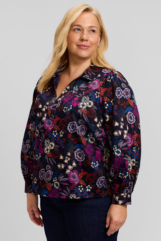 Alix Plus Autumn Floral Long Sleeve Popover Shirt