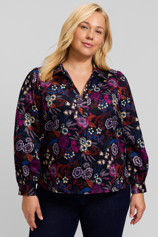 Alix Plus Autumn Floral Long Sleeve Popover Shirt