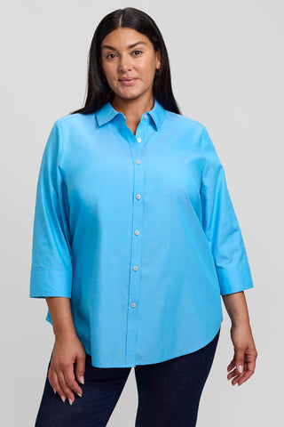 Margie Plus No Iron Pinpoint 3/4 Sleeve Shirt