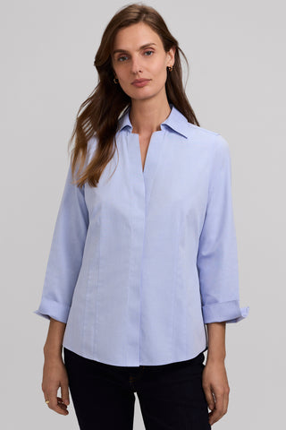 Taylor Petite No Iron Pinpoint 3/4 Sleeve Shirt