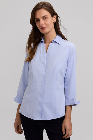 Taylor Petite No Iron Pinpoint 3/4 Sleeve Shirt