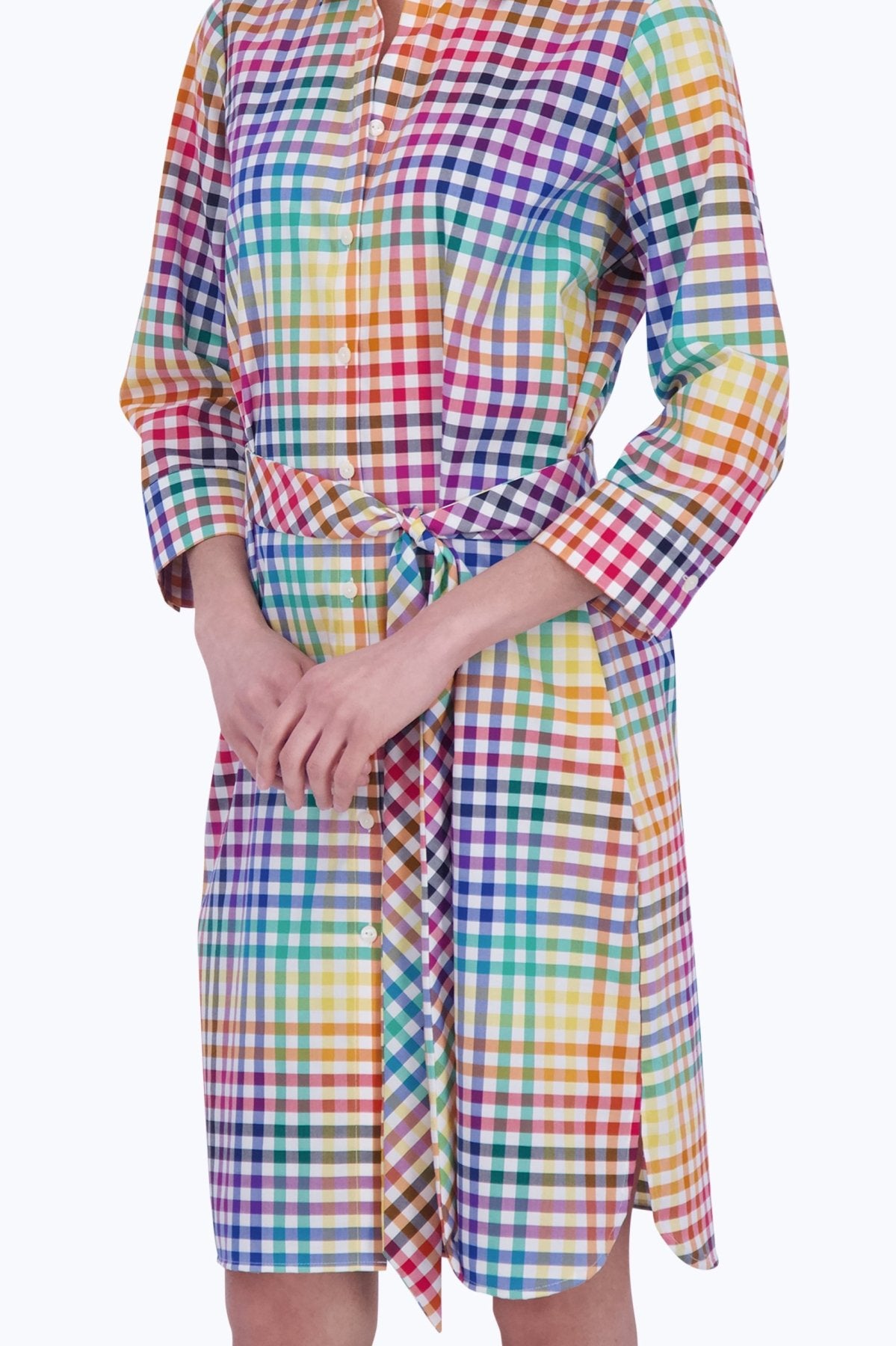 Rocca Rainbow Gingham 3/4 Sleeve Dress