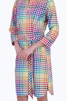 Rocca Rainbow Gingham 3/4 Sleeve Dress