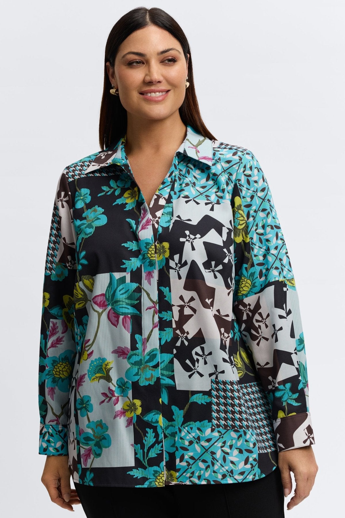 Agnes Plus Fall Conversational Long Sleeve Popover Shirt