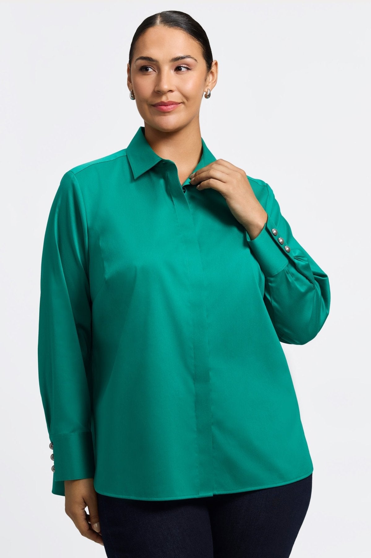 Pearl Plus No Iron Stretch Matte Sateen Long Sleeve Shirt