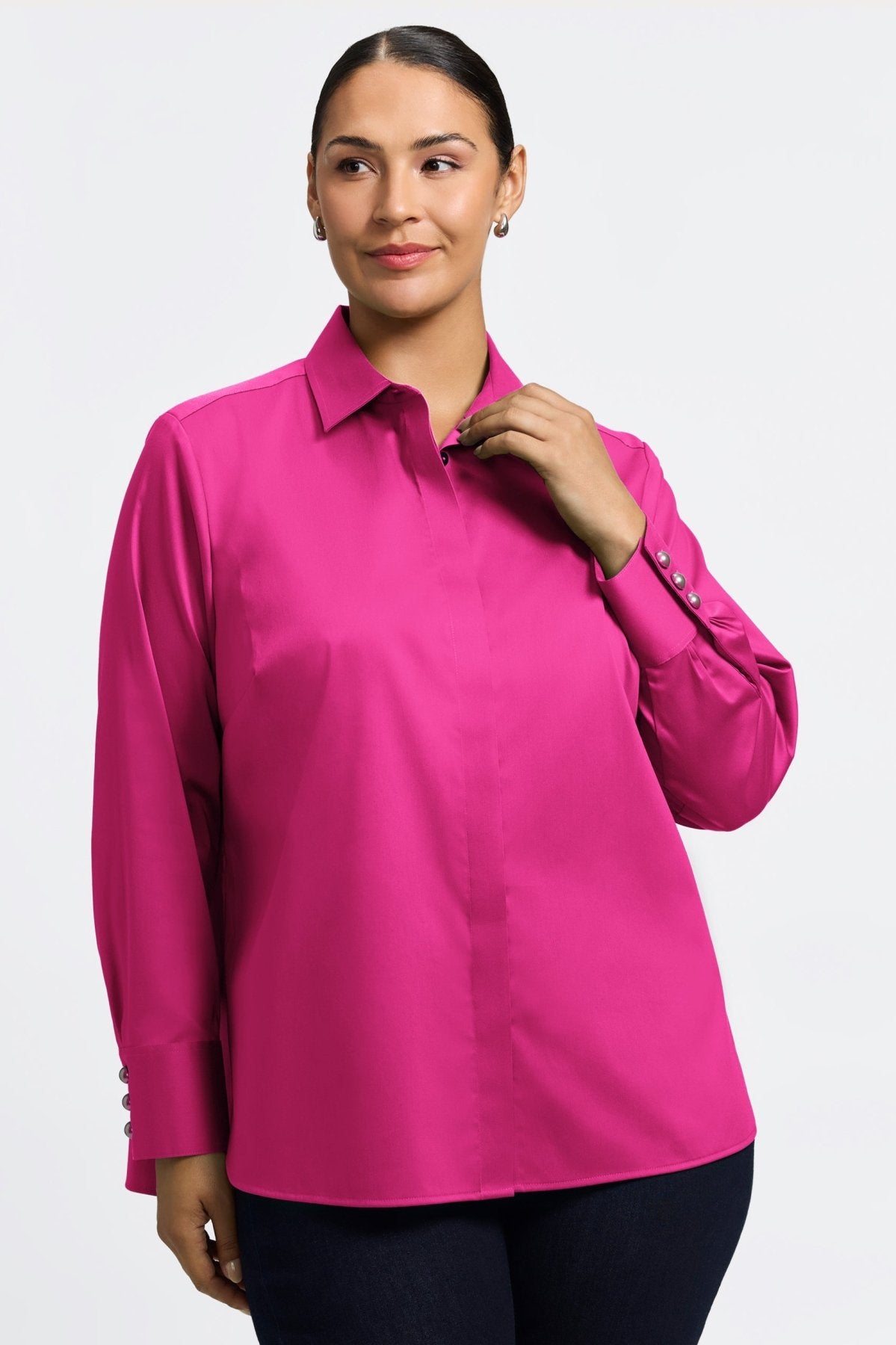 Pearl Plus No Iron Stretch Matte Sateen Long Sleeve Shirt