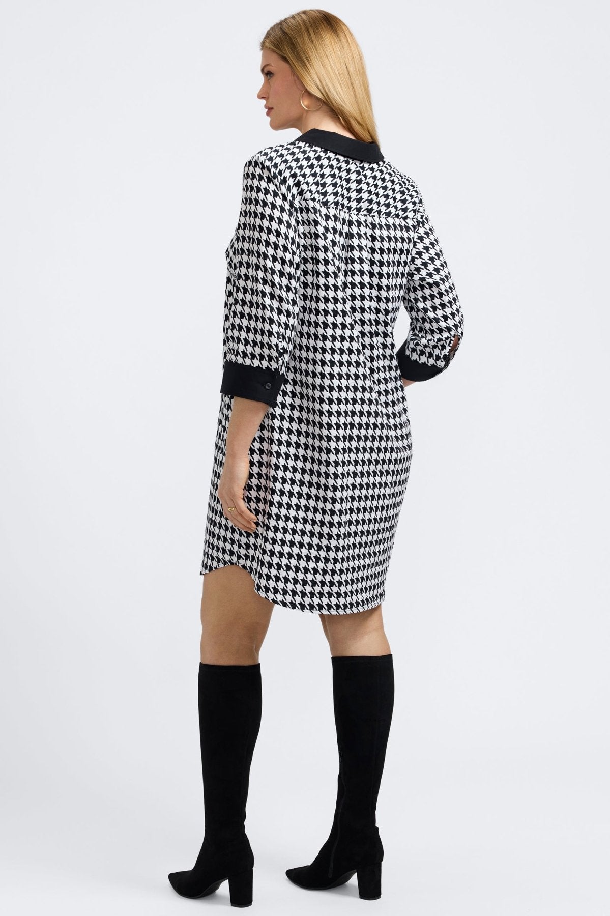 Sloane Plus Classic Houndstooth 3/4 Sleeve Dress