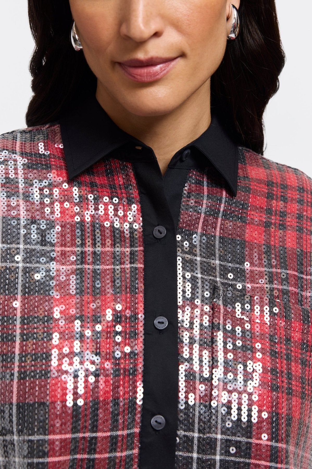 Marina Sequined Long Sleeve Short Shirt