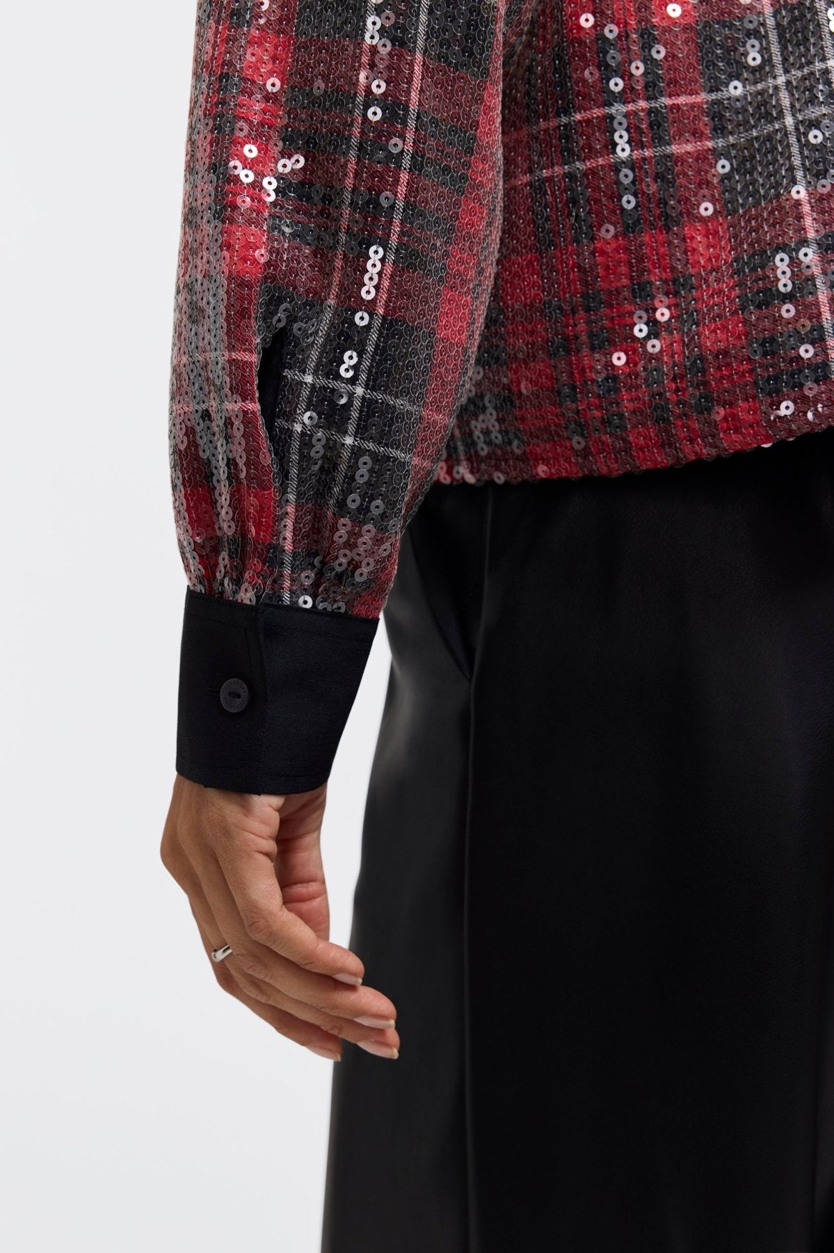 Marina Sequined Long Sleeve Short Shirt