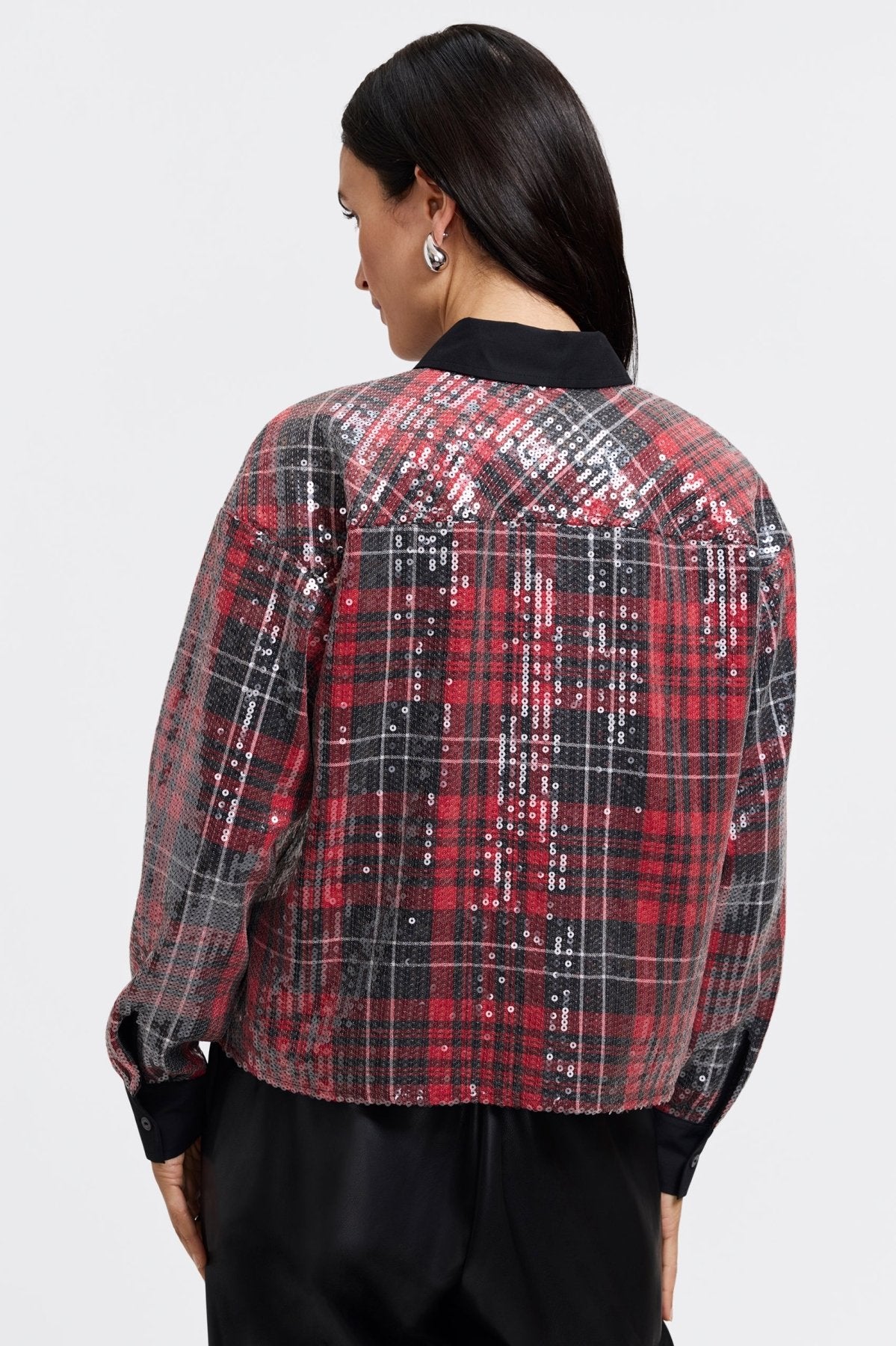 Marina Sequined Long Sleeve Short Shirt
