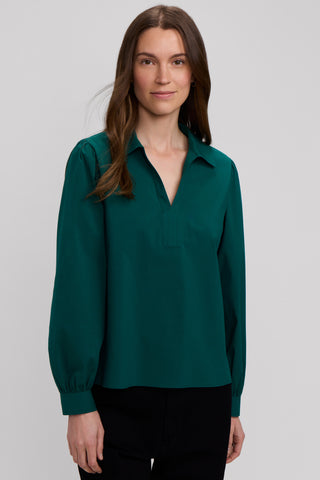 Alix Stretch Cotton Long Sleeve Popover Shirt