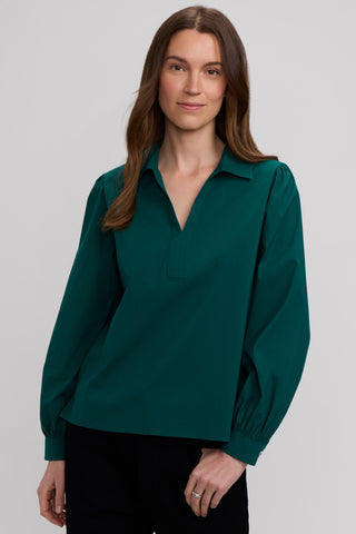 Alix Stretch Cotton Long Sleeve Popover Shirt