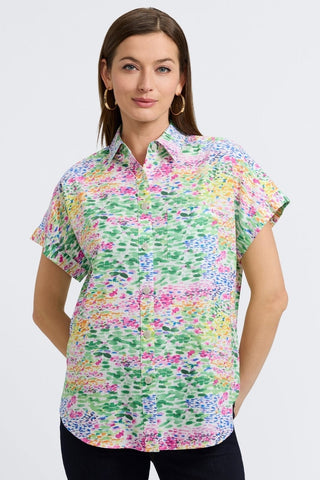 Abigail Linen Impressionist Floral Short Sleeve Shirt