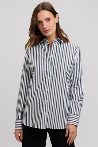 Meghan No Iron Pinpoint Stripe Long Sleeve Shirt