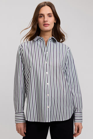 Meghan No Iron Pinpoint Stripe Long Sleeve Shirt