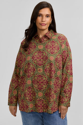 Meghan Plus Fall Medallion Long Sleeve Shirt