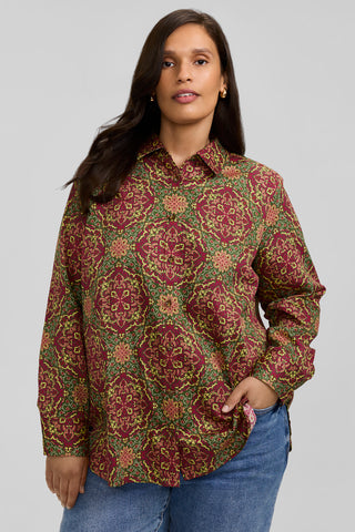 Meghan Plus Fall Medallion Long Sleeve Shirt