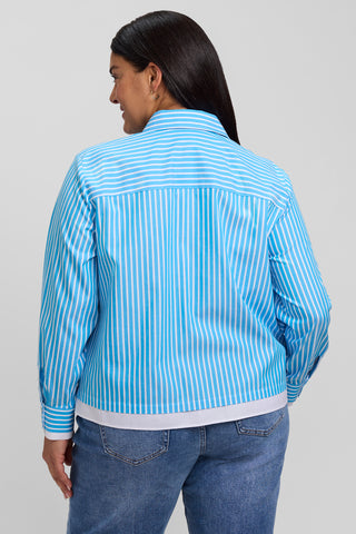 Jodie Plus No Iron Pinpoint Stripe Long Sleeve Short Shirt