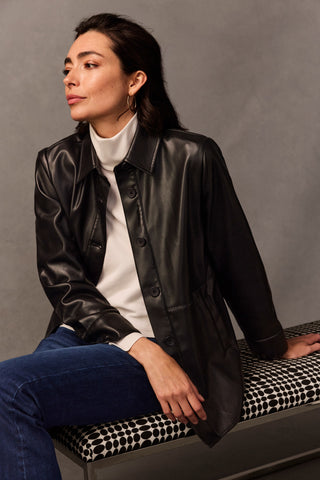 Ronnie Vegan Leather Long Sleeve Shirt Jacket