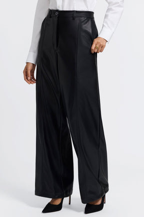 Ciara Vegan Leather Wide Leg Trouser