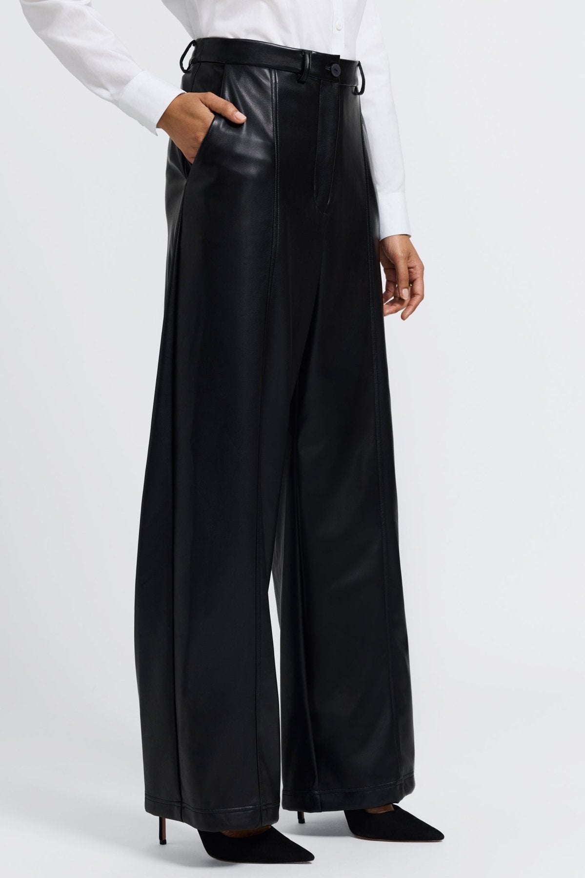 Ciara Vegan Leather Wide Leg Trouser