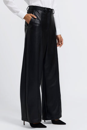 Ciara Vegan Leather Wide Leg Trouser