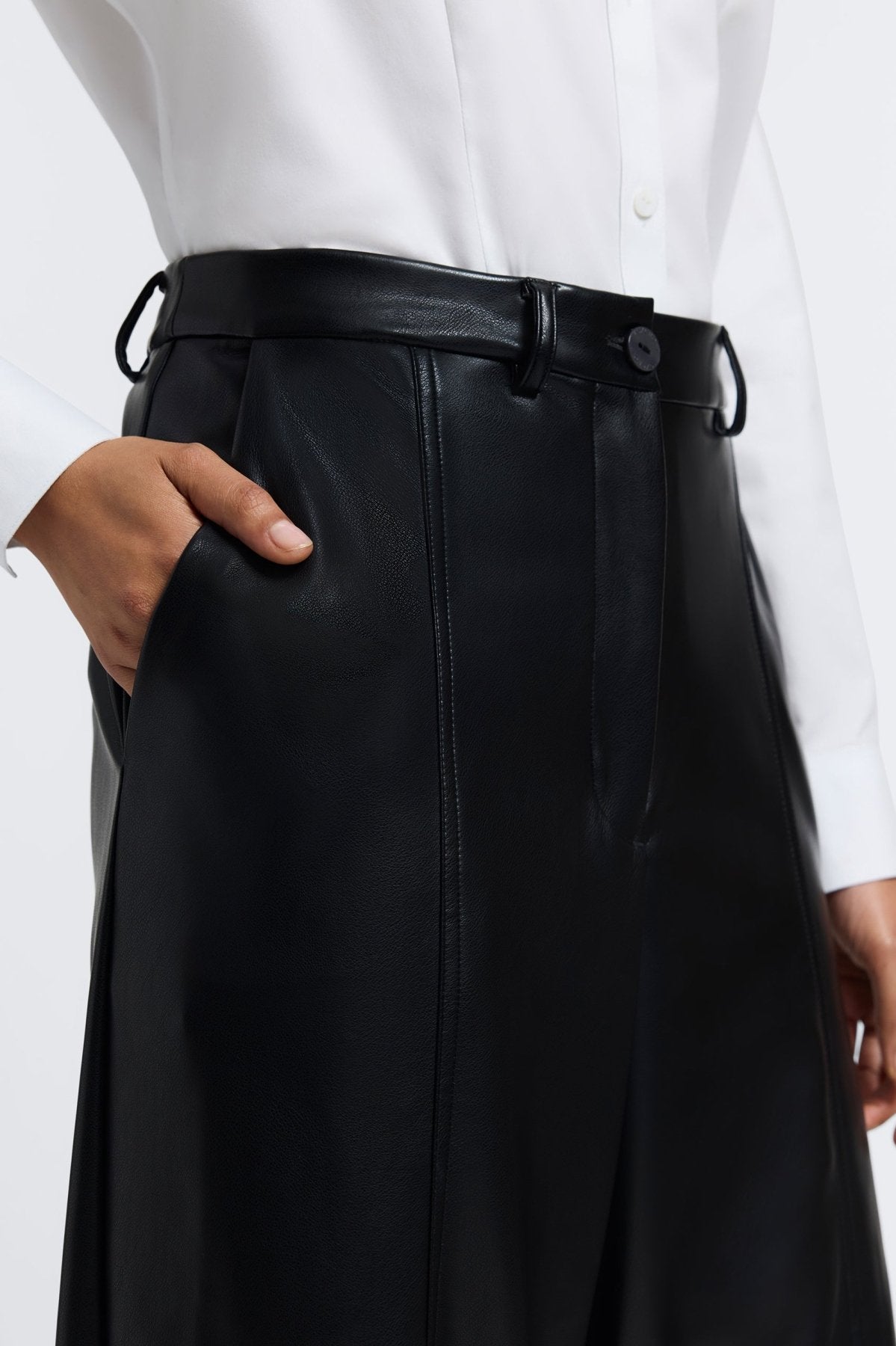 Ciara Vegan Leather Wide Leg Trouser
