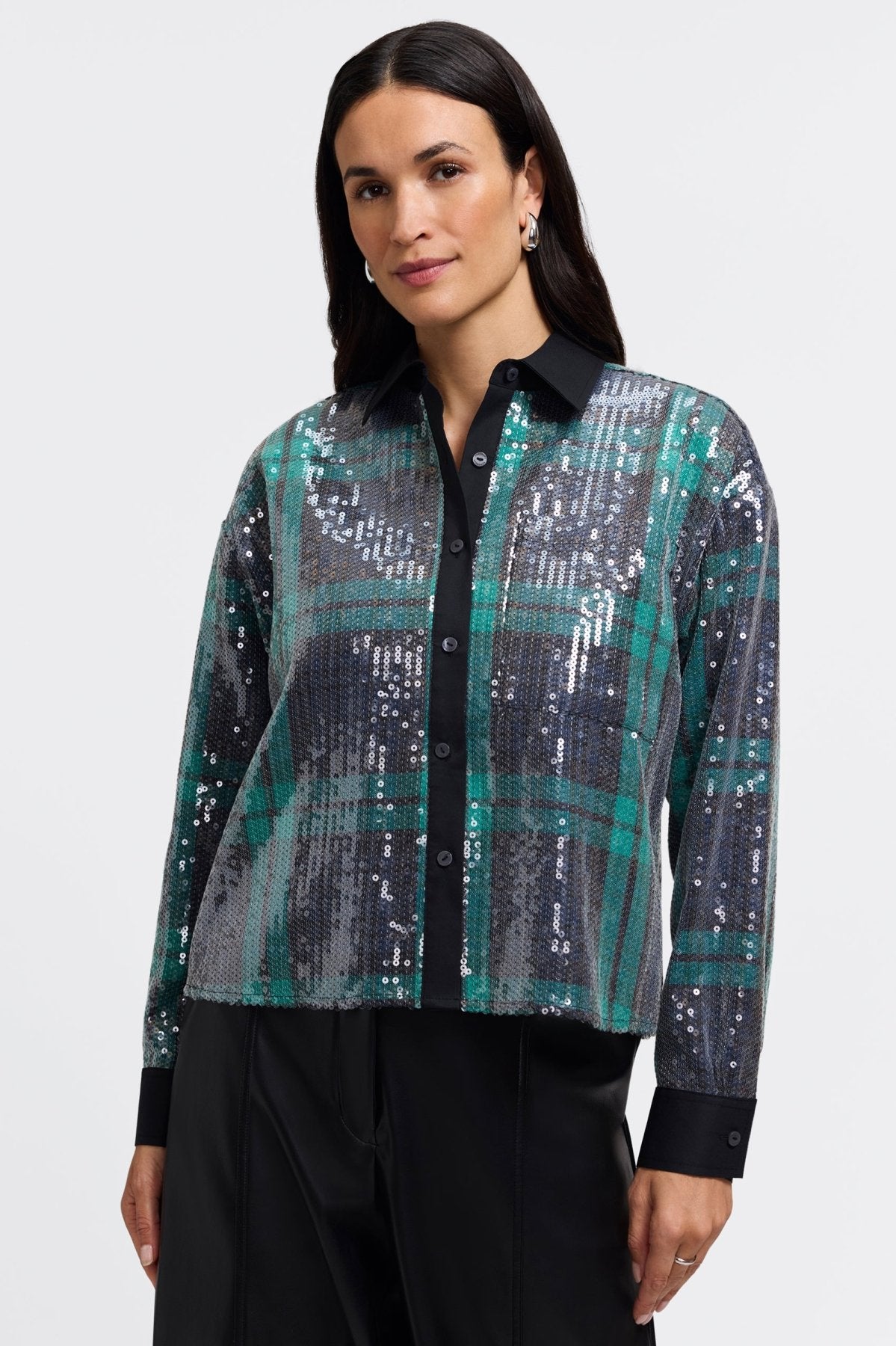 #color_sequined green plaid
