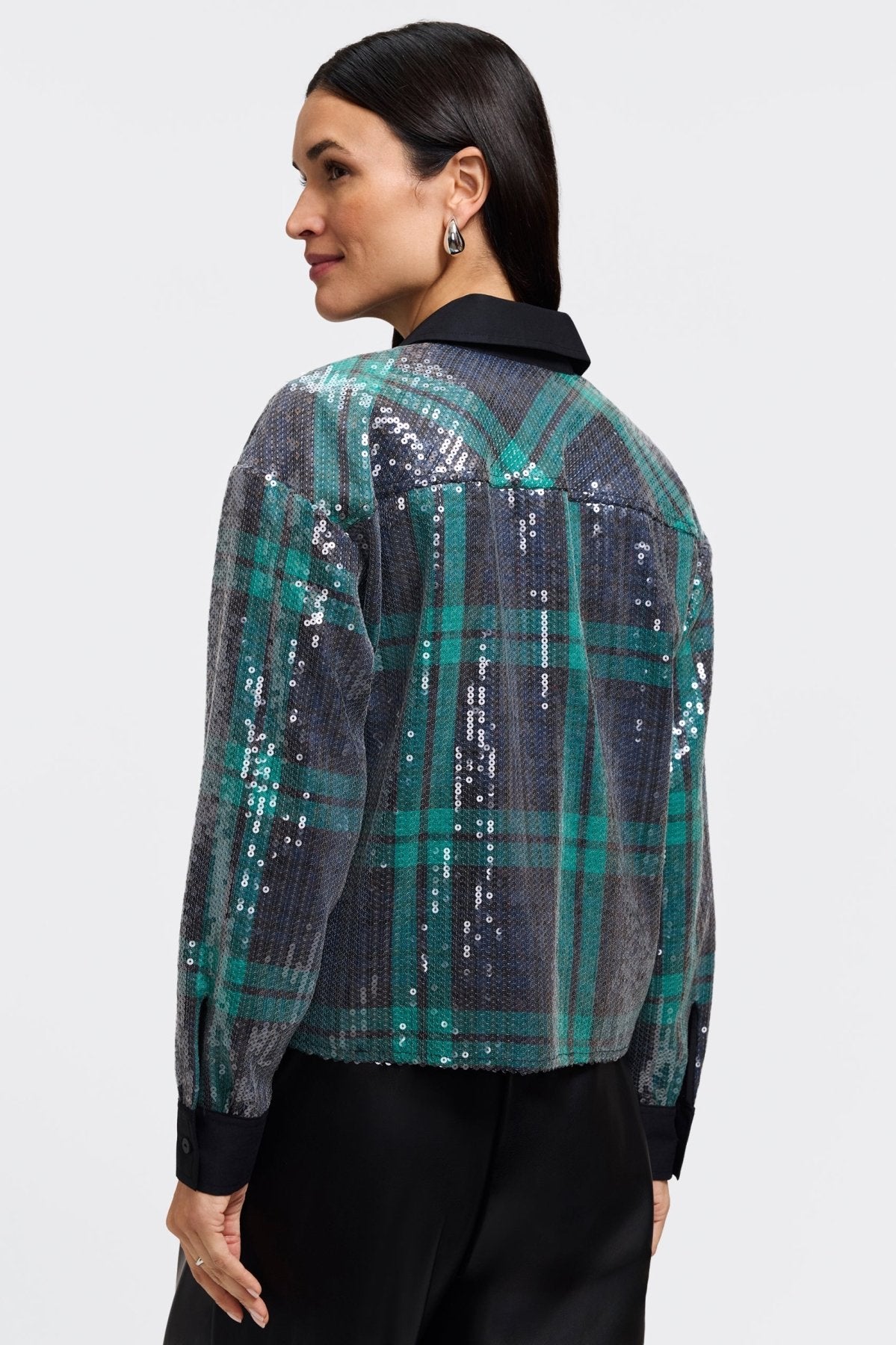 Marina Sequined Long Sleeve Short Shirt