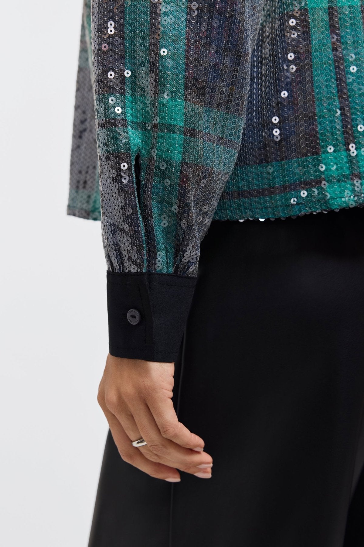 Marina Sequined Long Sleeve Short Shirt