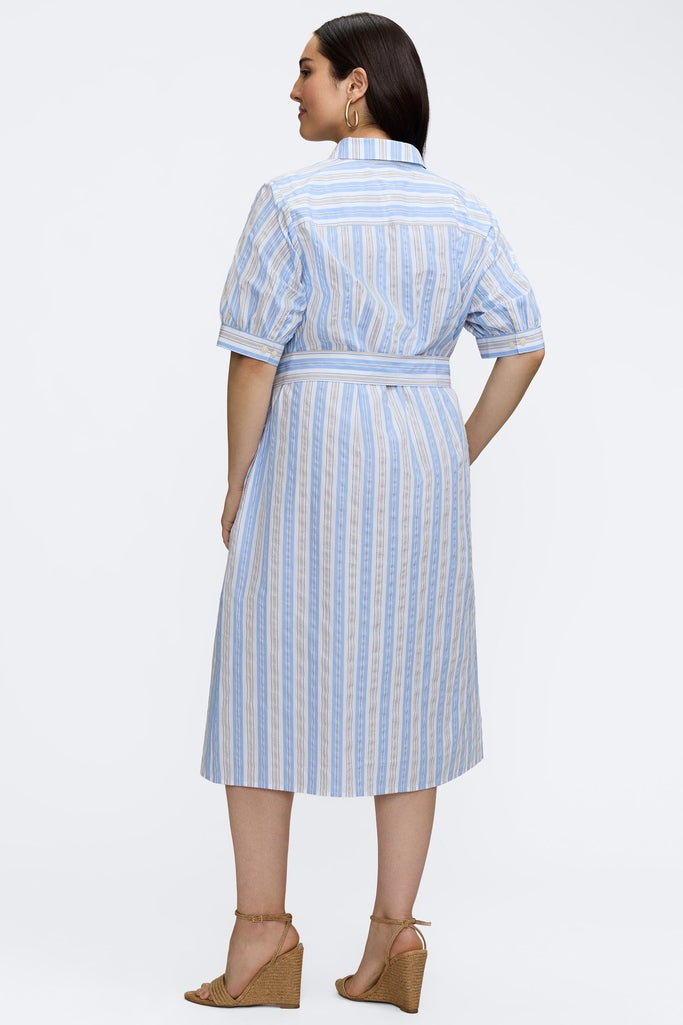 Esther Plus Multi Seersucker Elbow Sleeve Dress
