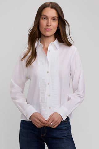 Jodie Long Stretch Cotton Sleeve Pintuck Short Shirt