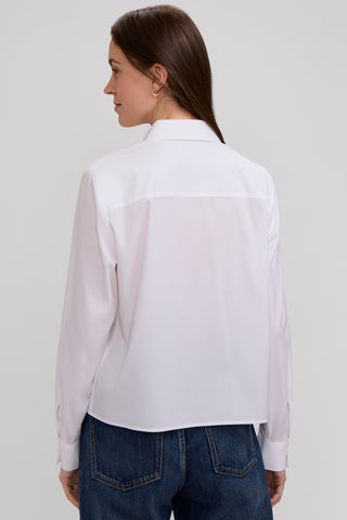Jodie Long Stretch Cotton Sleeve Pintuck Short Shirt