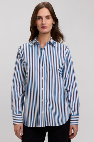 Meghan No Iron Pinpoint Stripe Long Sleeve Shirt