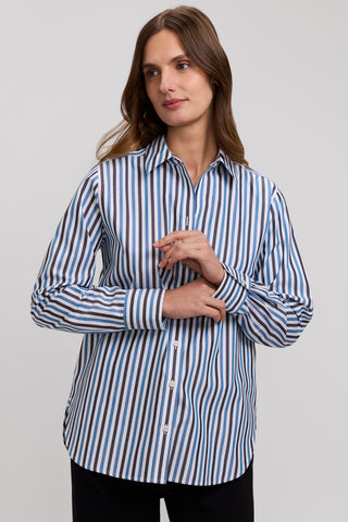 Meghan No Iron Pinpoint Stripe Long Sleeve Shirt