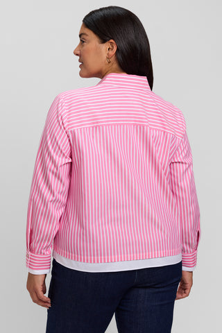 Jodie Plus No Iron Pinpoint Stripe Long Sleeve Short Shirt