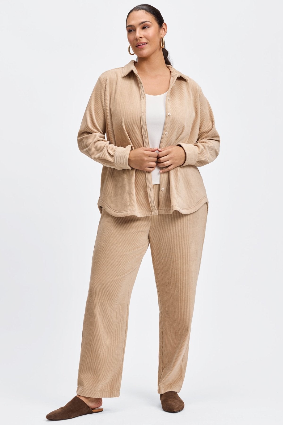 Maddy Plus Long Sleeve Plush Cord Shirt