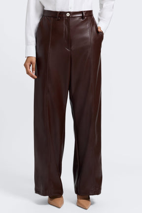 Ciara Vegan Leather Wide Leg Trouser