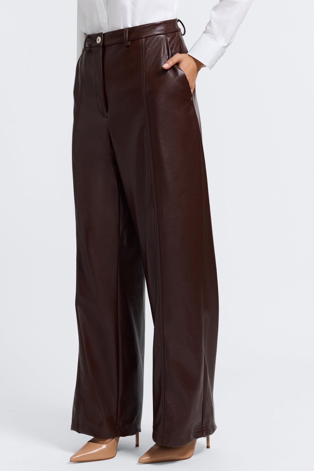 Ciara Vegan Leather Wide Leg Trouser