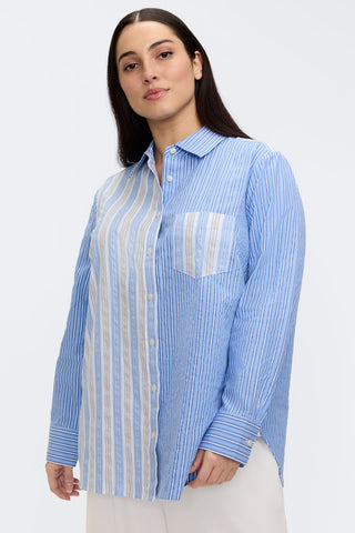 Meghan Plus Pucker Colorblock Long Sleeve Shirt