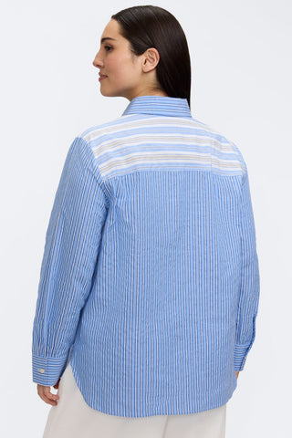Meghan Plus Pucker Colorblock Long Sleeve Shirt