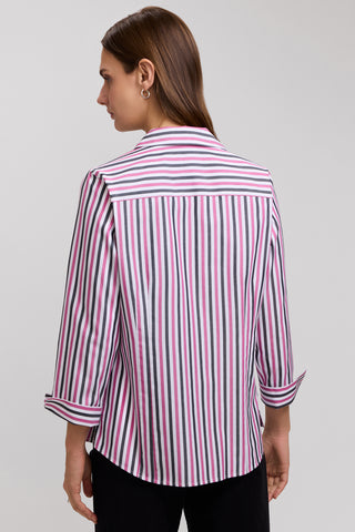 Taylor No Iron Pinpoint Stripe 3/4 Sleeve Shirt