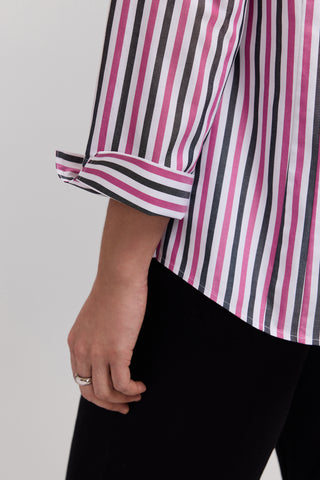 Taylor No Iron Pinpoint Stripe 3/4 Sleeve Shirt