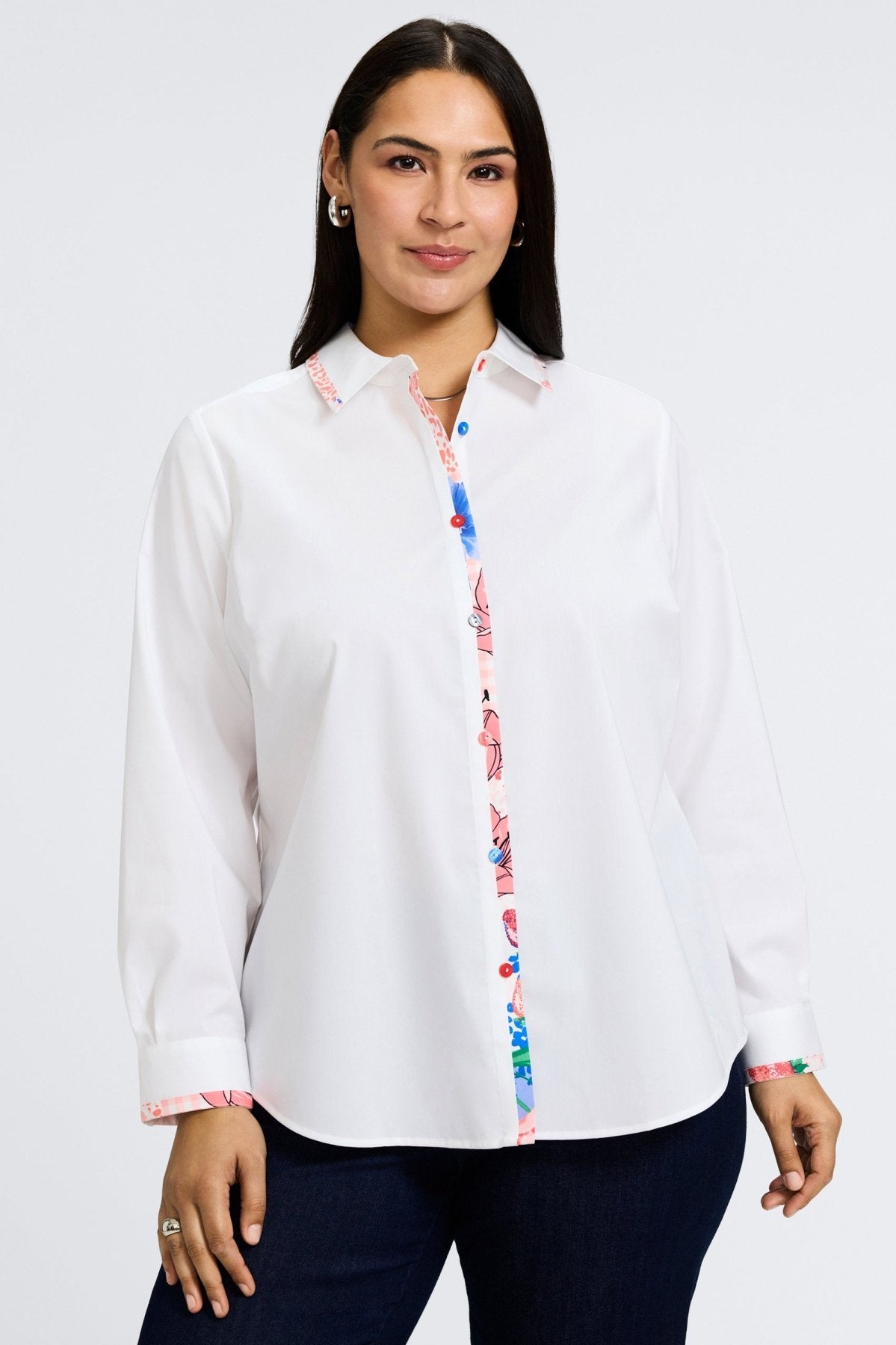 Charlie Plus No Iron Stretch Springtime Collage Long Sleeve Shirt