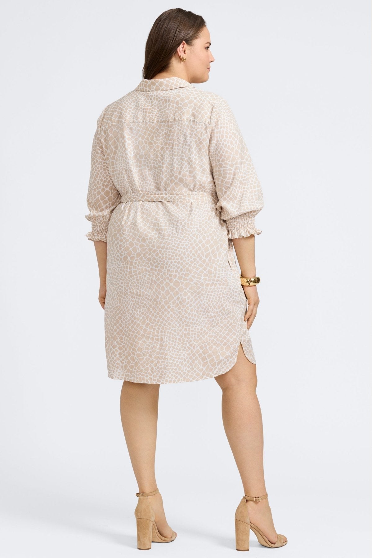 Abby Plus Linen Giraffe 3/4 Sleeve Dress