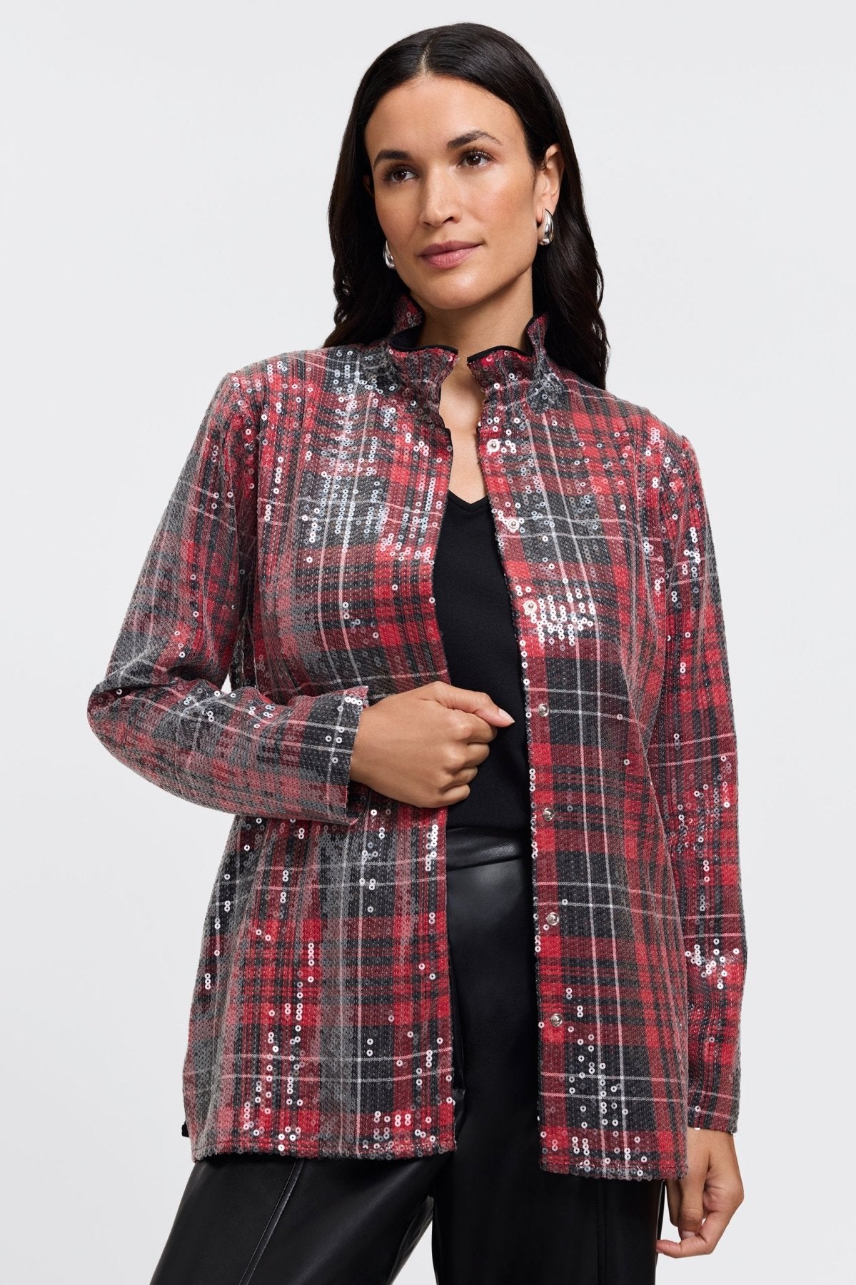 #color_sequined red plaid