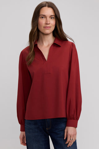 Alix Stretch Cotton Long Sleeve Popover Shirt