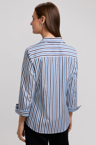 Taylor No Iron Pinpoint Stripe 3/4 Sleeve Shirt