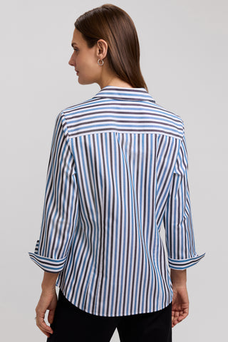 Taylor Petite No Iron Pinpoint Stripe 3/4 Sleeve Shirt