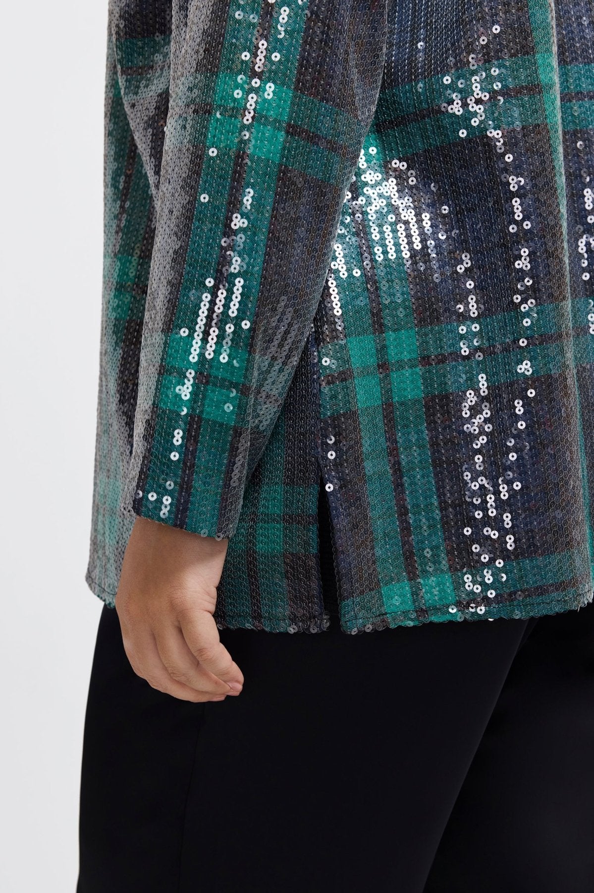 Carolina Plus Sequined Long Sleeve Shirt Jacket